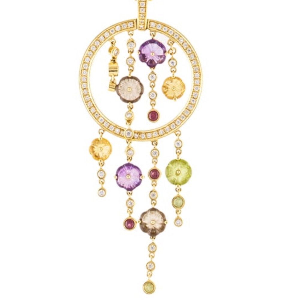 DIModolo18K Multistone Tempia Pendant Necklace.